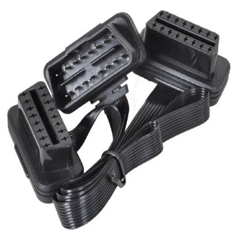 OBDII OBD II 2 OBD2 16 Pin кабель для плоский тонкий как лапша ELM327 Мужской Двойной Женский Y