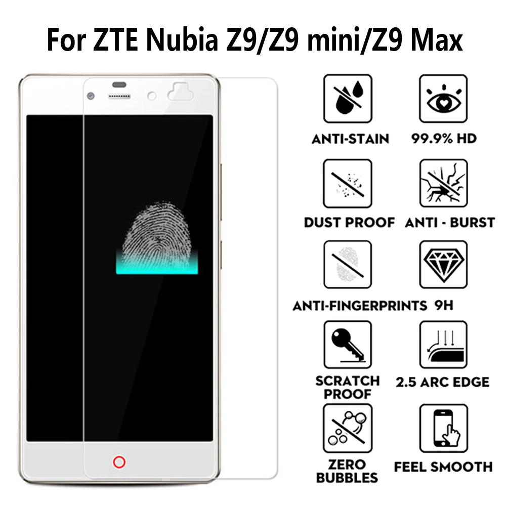 2 шт. для ZTE Z9 Mini 0 3 мм 9H 2.5D Закаленное стекло Nubia Max Премиум экран Защитная пленка