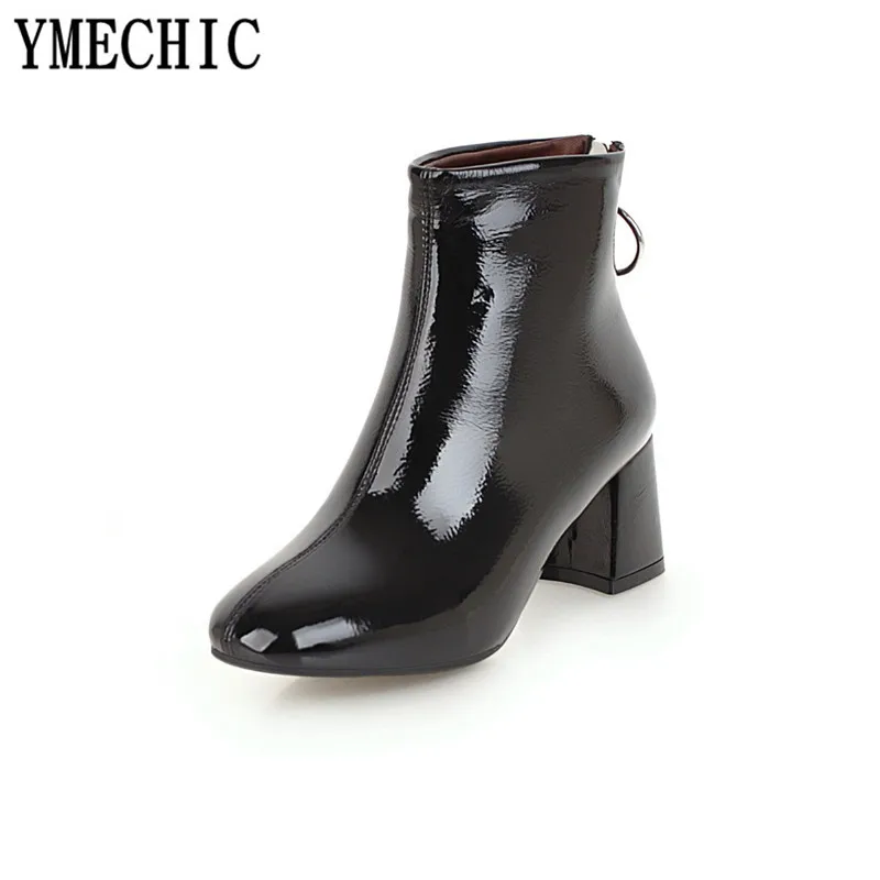 YMECHIC 2018 модные вечерние офисные туфли на блочном высоком каблуке из