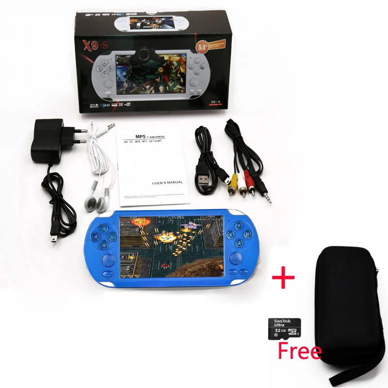 With 32GB TF card 5,1 дюймовый экран портативные игровые консоли 8 Гб памяти встроенные 500 игры с камерой - Цвет: With 32GB TF card