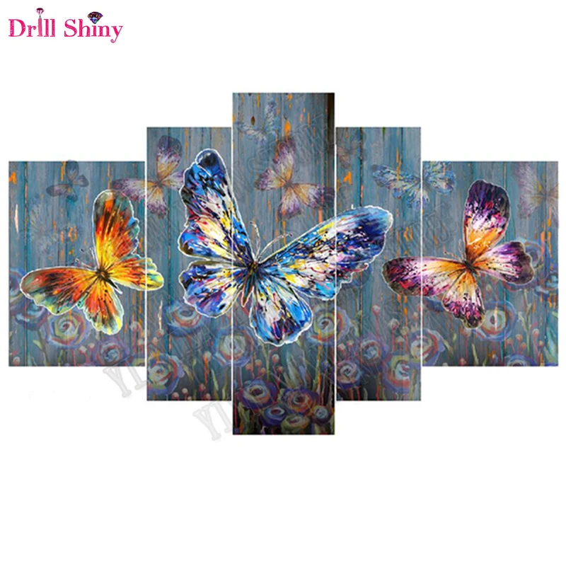Набор для алмазной вышивки 5D сделай сам картина из разноцветных бабочек с