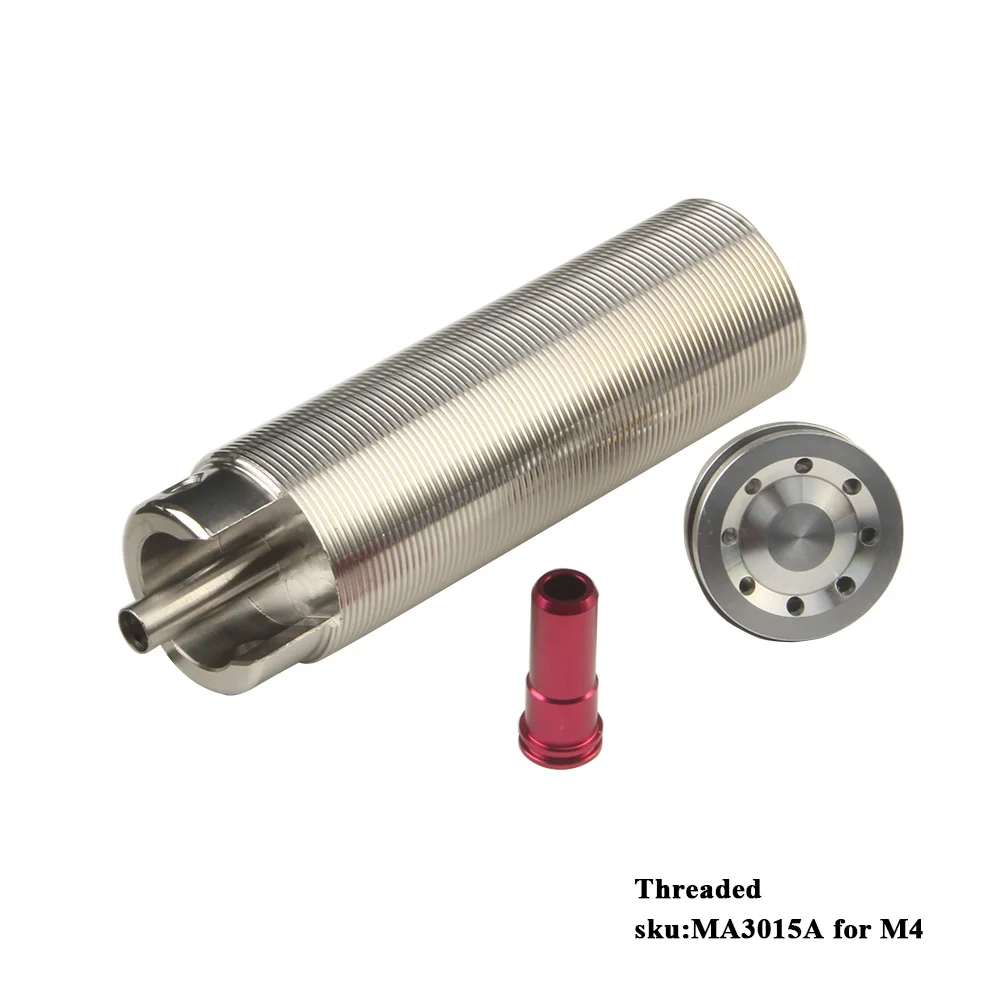 Threaded m4 SHS Tune Up Kit ЧПУ из нержавеющей стали фрезерованный цельный сплошной цилиндр встроенный поршень головки цилиндра головка сопла страйкбол пейнтбол - Цвет: Threaded m4