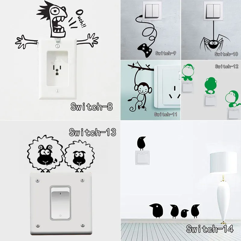 DIY Funny Cute Animals Cheap Switch Stickers Wall Art Vinyl Decal Home Decoration Bedroom Parlor | Дом и сад