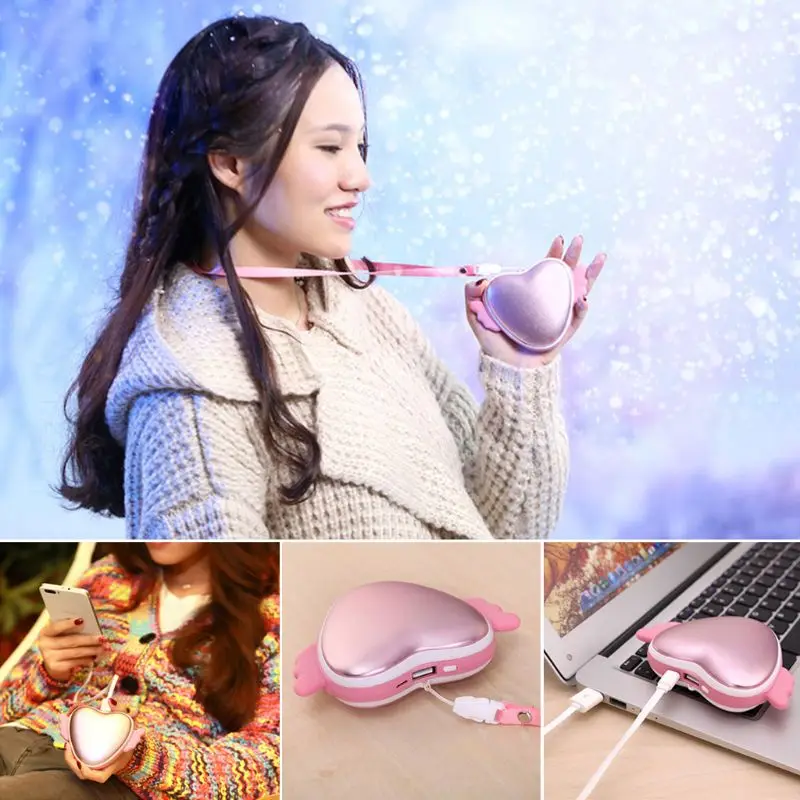 Free_on Heart shape Angel грелка для рук Портативный usb-нагреватель для зарядки Маленький Удобный карман