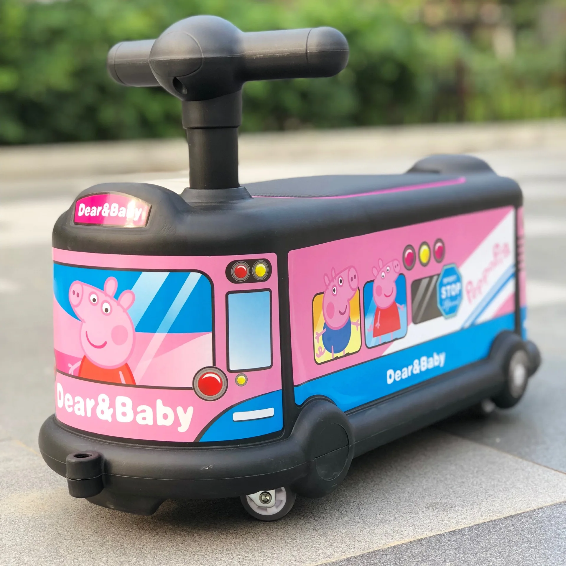 peppa pig Детские игрушки машинка с рулем четырехколесный Универсальный бесшумный ходунки колеса дети кататься на игрушки, детская игрушка автобус - Цвет: peppa pig