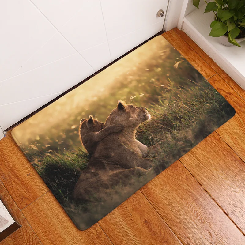 40x60cm/50x80cm Lion Print Mats Flannel Livingroom Carpets Anti-slip Bathroom Floor Kitchen Soft Rugs Doormat | Дом и сад