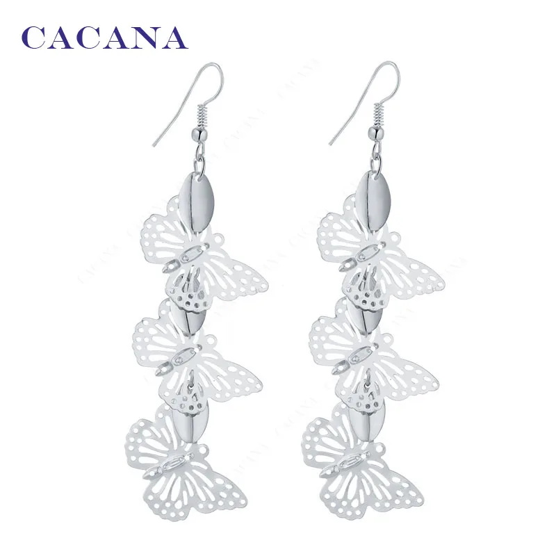 CACANA длинные висячие серьги для женщин Летающие бабочки Высокое Качество