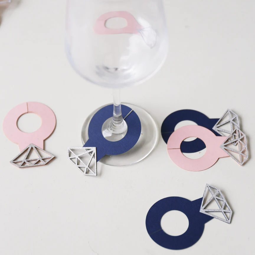 Набор из 50 ярлыков для Винных Бокалов украшение помолвки лазерная вырезка | Дом и