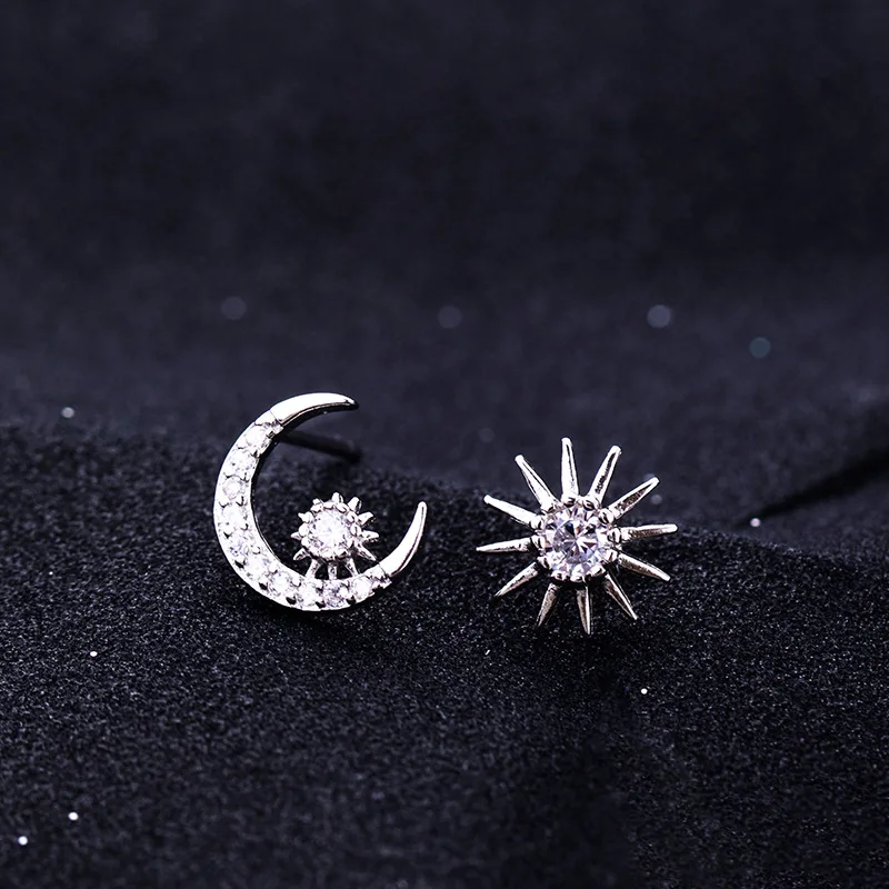 Женские серьги гвоздики из серебра 925 пробы с цирконом|Серьги-гвоздики| |