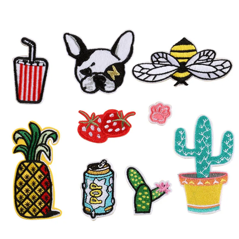 PF Stripe Rose Patch Hot Melt Adhesive Embroidery Iron on Patches for Clothes DIY Coconut Trees Stickers Fabric Badges Applique | Дом и сад