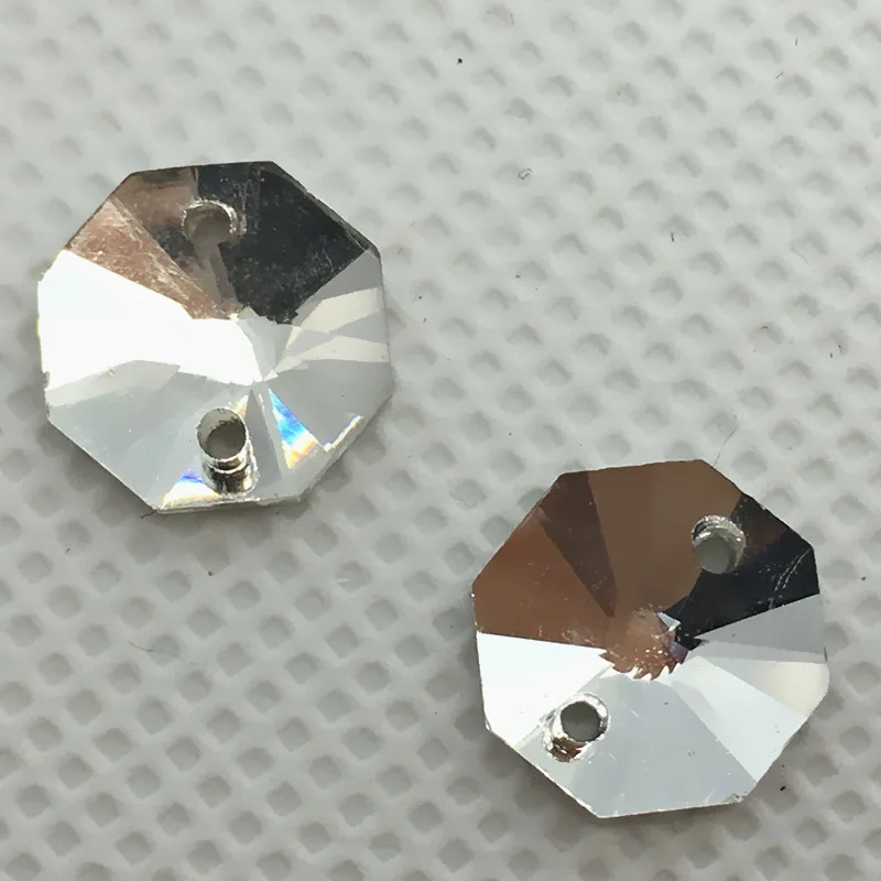 Круглые Восьмиугольные камни Flatback для шитья прозрачные цветные блестящие
