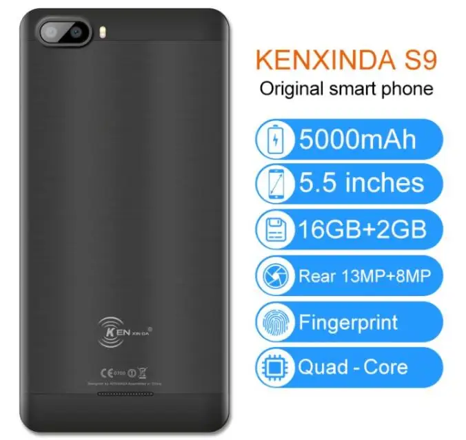 Ken xin Da S9 4G мобильный телефон 5 дюймов андроид 7 0 MTK6737 4 ядра 2 Гб Оперативная память 16