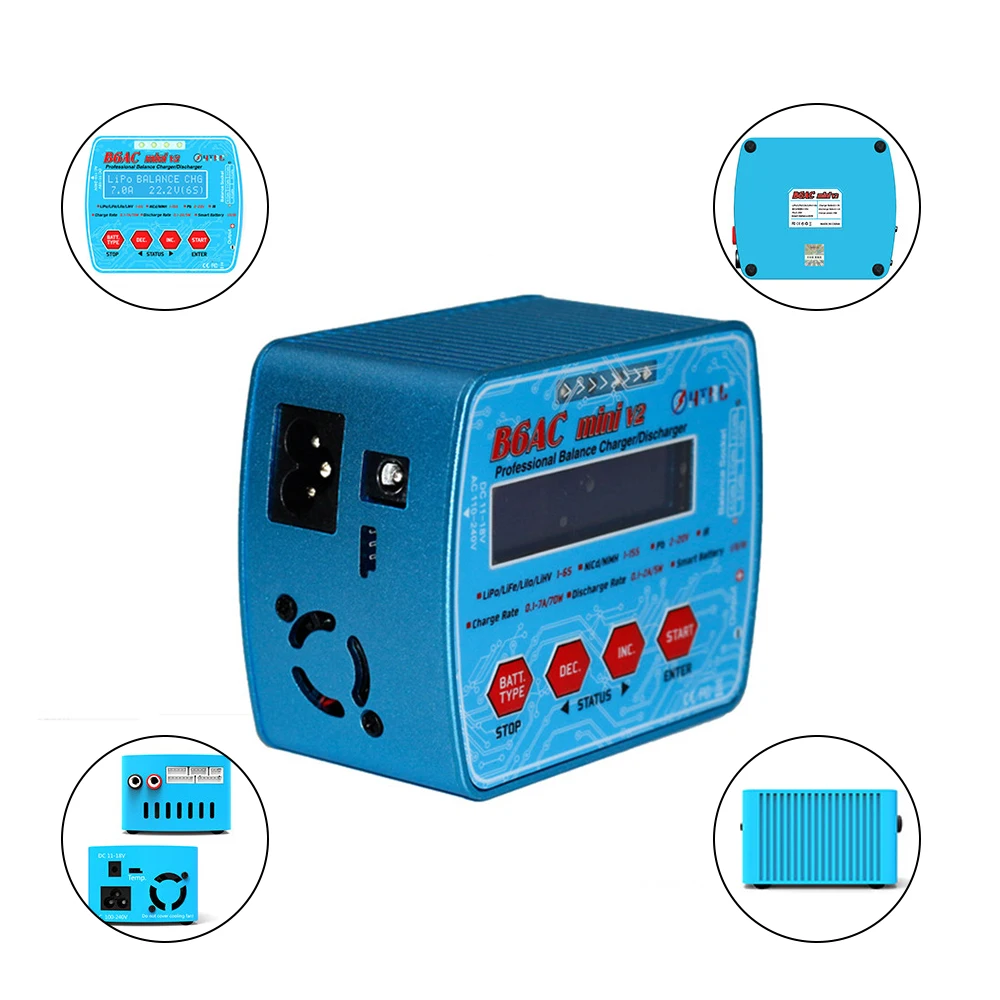 HTRC imax B6AC/B6 Mini V2 Зарядное устройство 70 Вт 7A AC/DC вход Профессиональный для RC моделей