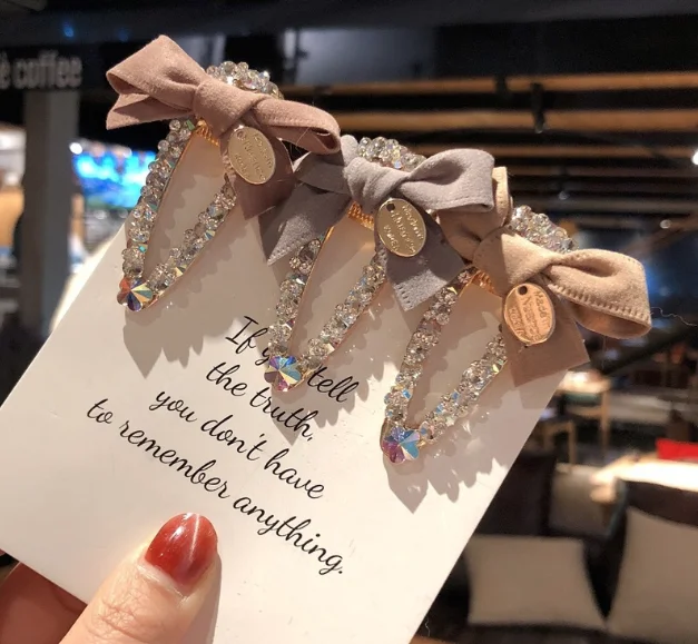 Металлическая заколка для волос с бантом пряжка кристаллами|Шпильки и заколки