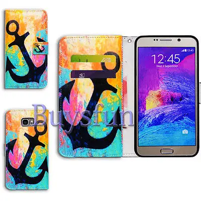 Bcov Марка Черный Якорь Фолио Кожаный Чехол Для Samsung Galaxy S6 103027408|cover|cover sheetcover flv to mp4 |