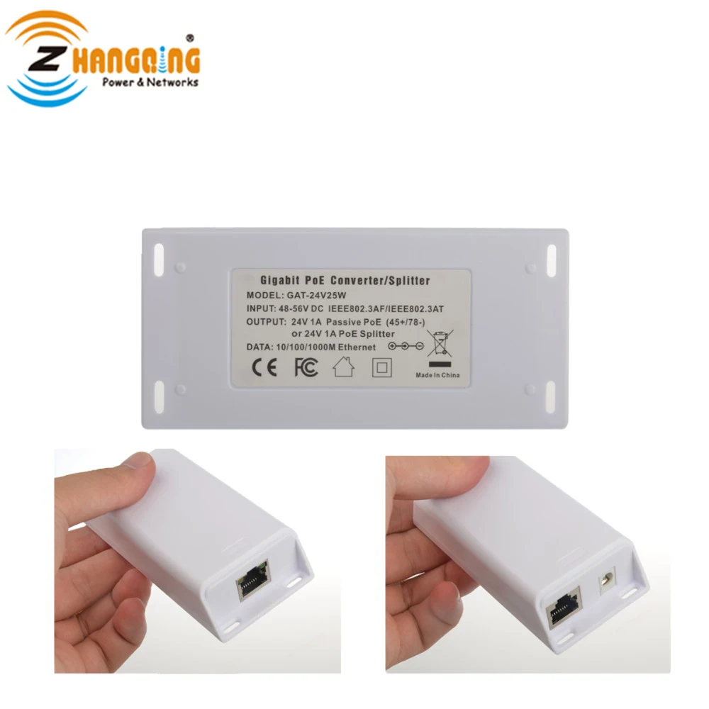 Совместимый с 802.3at гигабитный преобразователь PoE от до 24v Пассивный фотопродукт 48V