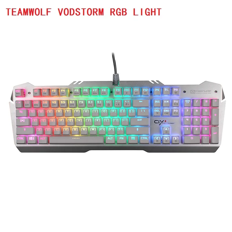 TEAMWOLF Vodstorm RGB светильник CIY механическая клавиатура 104key Черный Синий