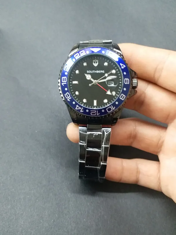 Роскошные мужские часы от ведущего бренда GMT, кварцевые часы, деловые светящиеся сапфировые часы из нержавеющей стали, часы daytona 4,4 см