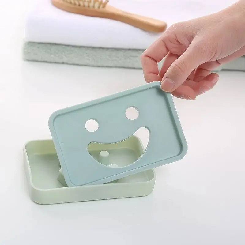

Creative smiley face soap holder double bathroom soap dish dipping soap box toilet bathroom accessories pratos