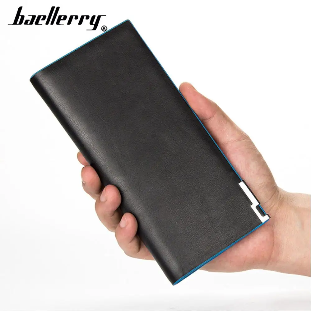 Black Baellerry, тонкие мужские кошельки, модный держатель для карт, синяя сторона, высокое качество, кошелек для мужчин, деловой однотонный мужской тонкий кошелек, бренд - Цвет: Black