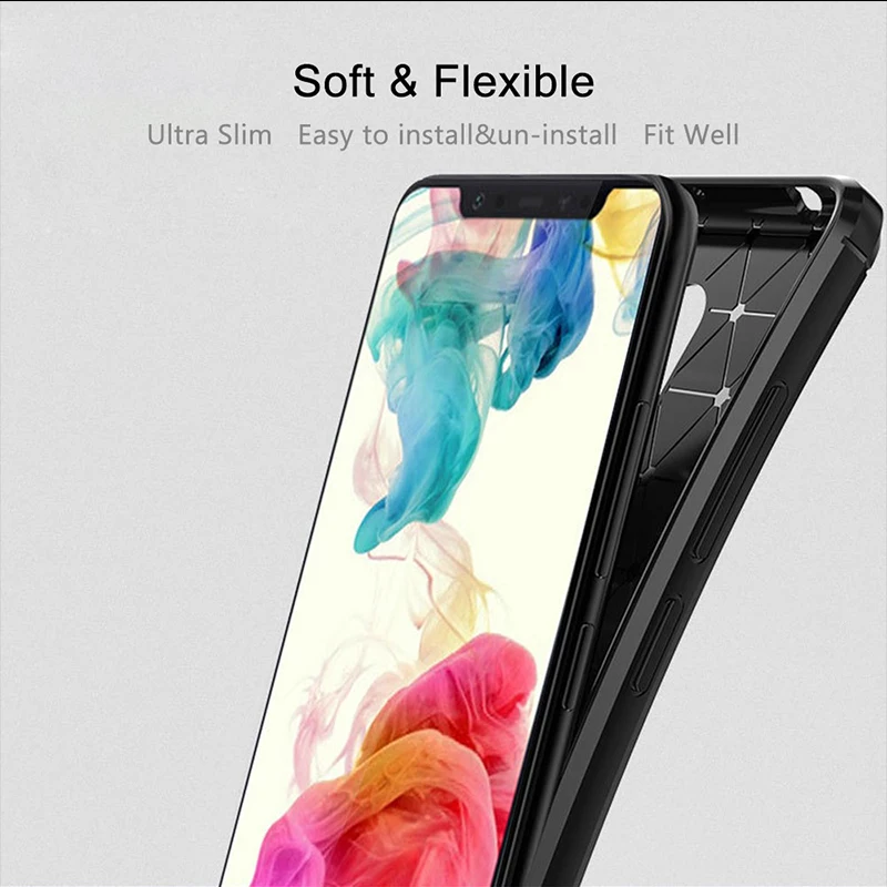 Чехол для Xiaomi Pocophone F1 ударопрочный чехол накладка из углеродного волокна и ТПУ