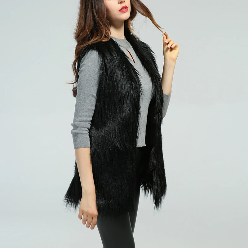 Длинный жилет из искусственного меха размера плюс 4XL Женская шикарная