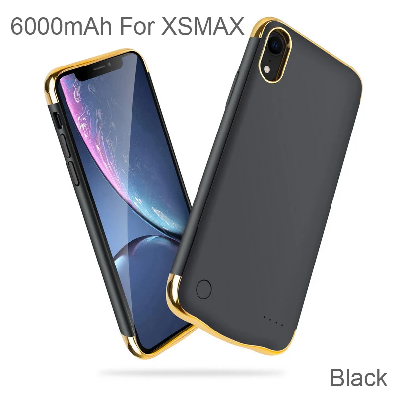 Black For XSMAX XGODY противоударный чехол-батарея для iphone X XS XR XSMAX 6000 мАч Внешний банк питания для мобильного телефона для iphone X XS XR XSMAX - Цвет: Black For XSMAX