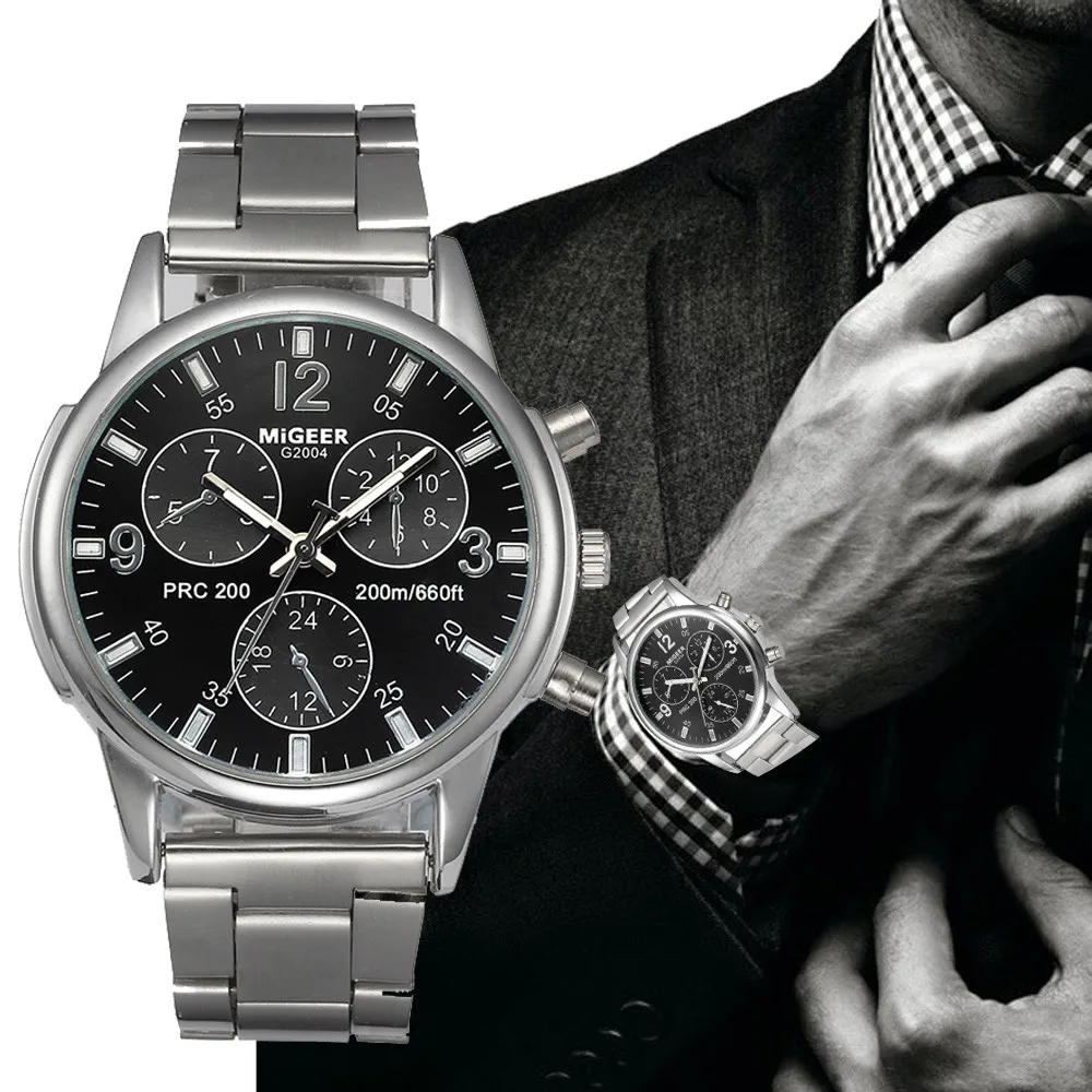 

Watch Men 2019 Luxury Fashion Man Crystal Stainless Steel Analog Quartz Wrist Watch Relogios Masculino erkek kol saati zegarek A