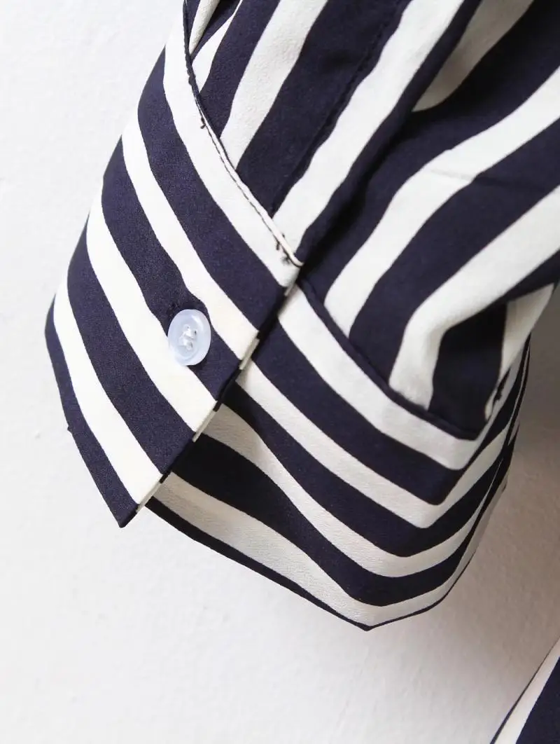 Новый 2017 Повседневная Полосатый Пояс Женщины Блузка Рубашка Женская Однобортный