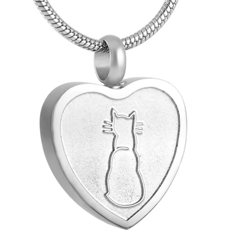 

LKJ8253 My Loving Cat Rest in My Heart Loss of Love Pet Cremation Necklace Keepsake Urn Casket Stainless Steel Jewelry