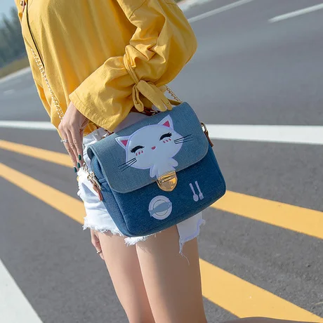 Горячий НОВЫЙ 4 шт./компл. Японский Корейский Свежий Холст Сумочка Cute Kitty Cat