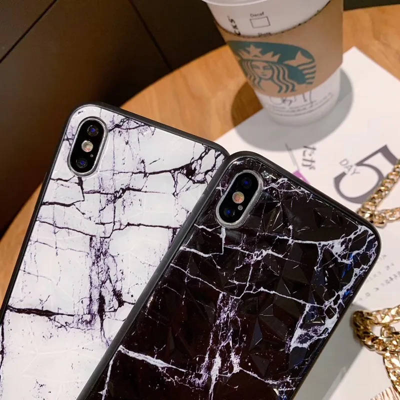 Vintage Marble Phone Case For iphone X XR XS MAX Soft Silicone Diamond Texture Back Cover 6 6S 7 8 Plus |