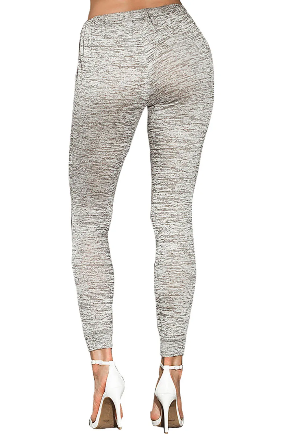sexy Sweatshirt Pants Tracksuit Sweat Suits Woman's clothing Hoodies Charcoal Gray Marled Slit Hoddies Crop Top Pant Set 62012 |