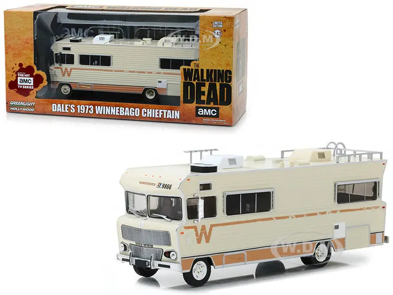 Зеленый свет 1:43 DALE'S 1973 WINNEBAGO CHIEFTAIN RV бутик сплав автомобиль игрушки для детей модель оригинальная коробка