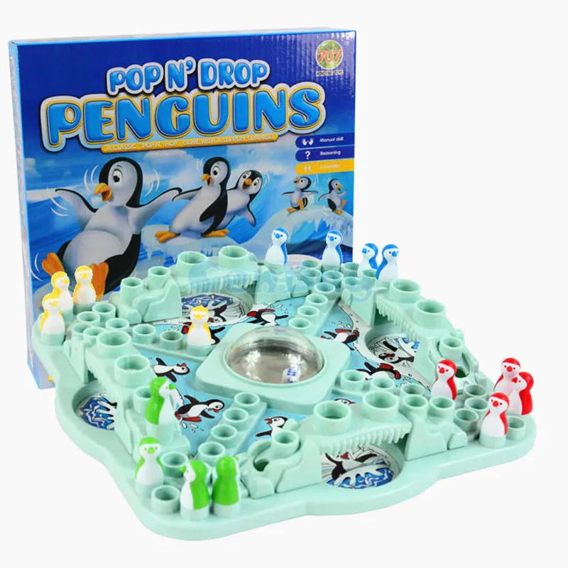Забавный столик Pop N' Drop Penguins Classic &quotPop N Hop&quot 3-D настольная игра со скользким