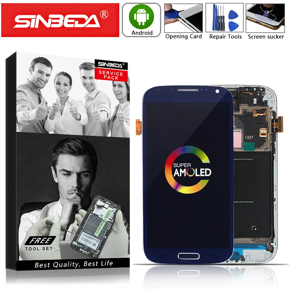 ЖК дисплей 5 0 дюйма AMOLED для SAMSUNG Galaxy S4 сенсорный экран с рамкой i9505 i9500 i9506