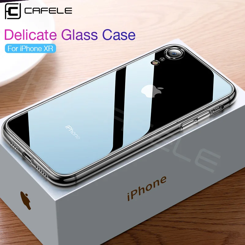 Cafele Tempered Glass Phone Case for iPhone XR 6.1&quot Clear Cover 6.1 inches TPU Soft Edge |