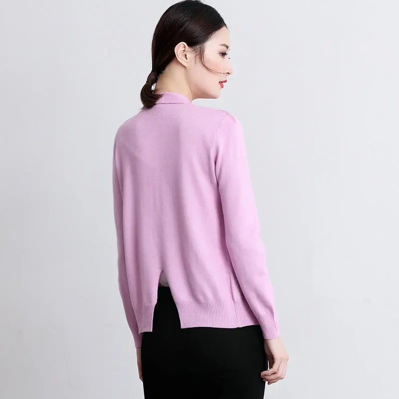 Женский кашемировый кардиган без пряжки Свободный с длинным рукавом короткий