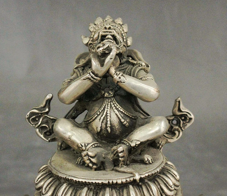 SCY Тибетский буддизм серебро ваджрадака Будда голова зверя статуя благовония