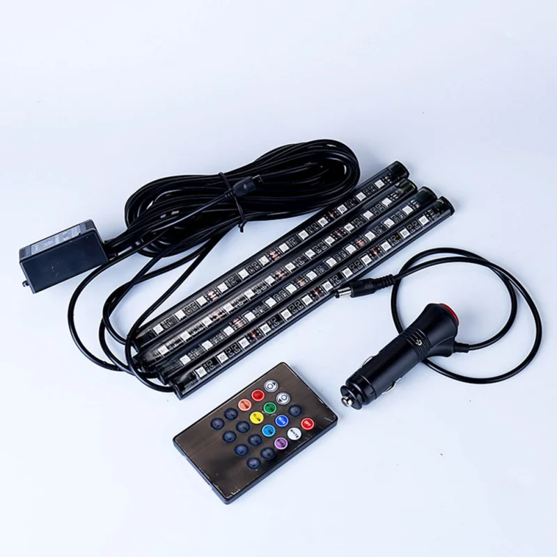 4 шт. 12В Светодиодная лента RGB для салона автомобиля DRL 5 музыка/IR/APP управление Авто
