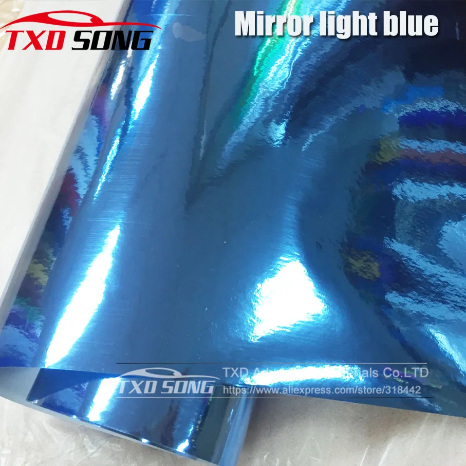 

Рулон 50 см * 1 м/2 м/3 м/4 м/5 м для автостайлинга, растяжимый светильник синий хромированный зеркальный виниловый лист, рулонная пленка, наклейк...
