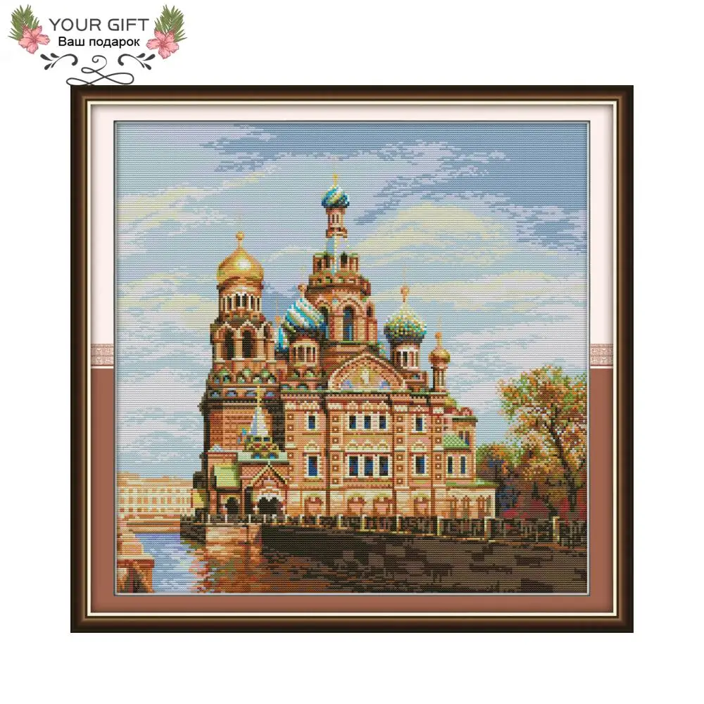 Joy Sunday FA034 Европейский замок 14CT 11CT Счетный и штампованный вышивка наборы