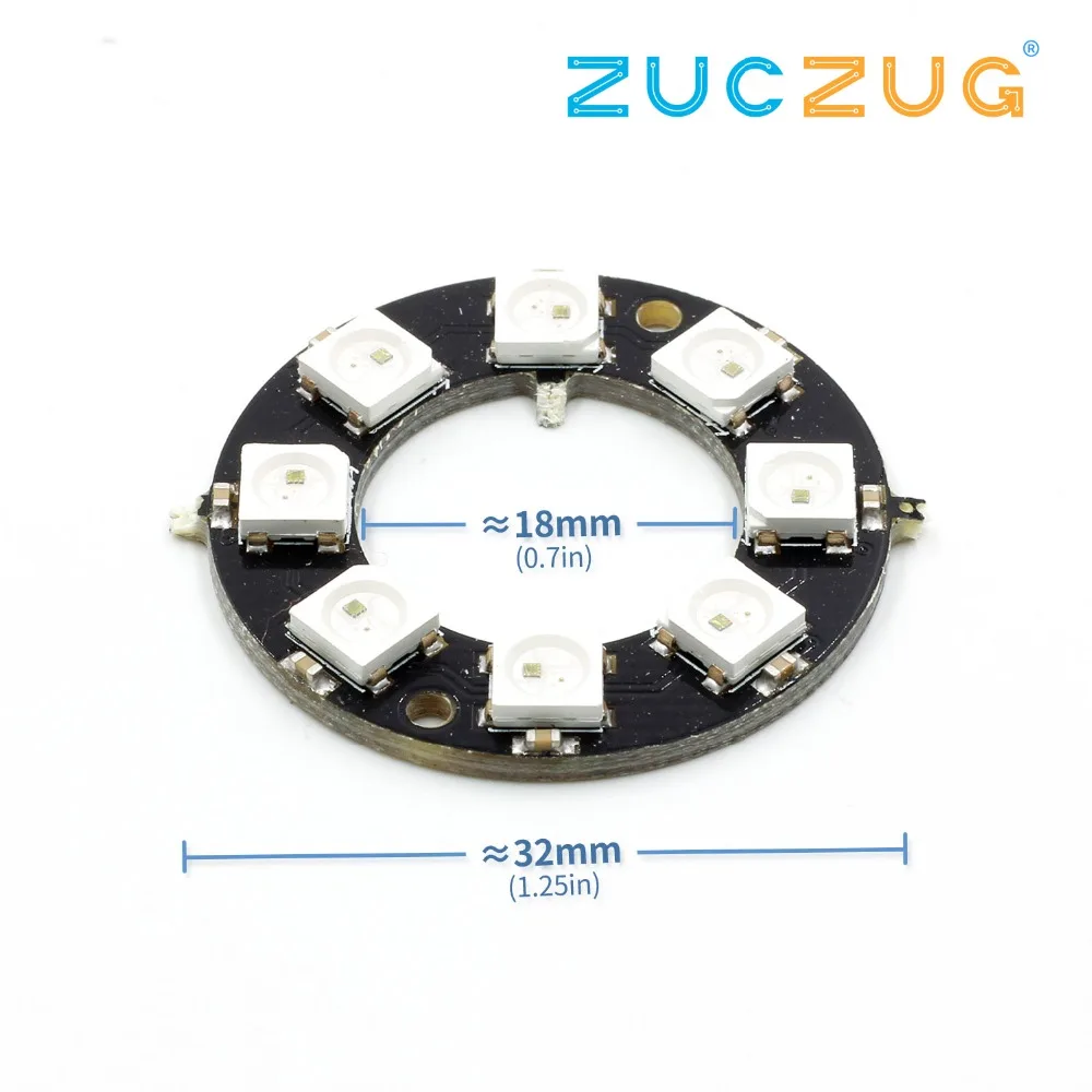 8 бит WS2812 5050 RGB светодиодный светильник кольцо со встроенными драйверами для arduino