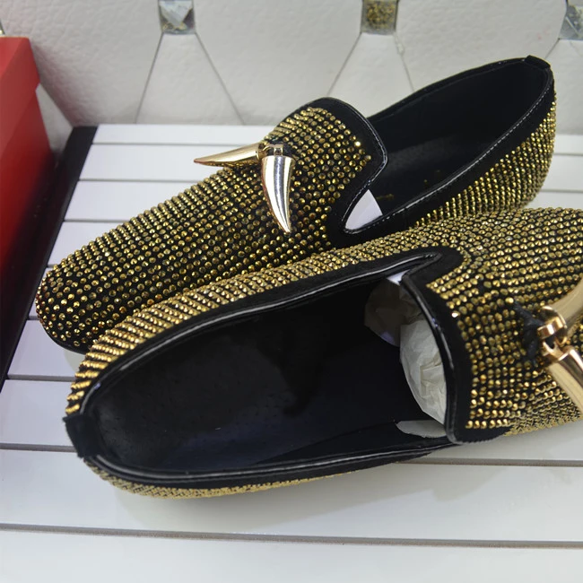 Туфли мужские леопардовые без застежек с блестками | Обувь