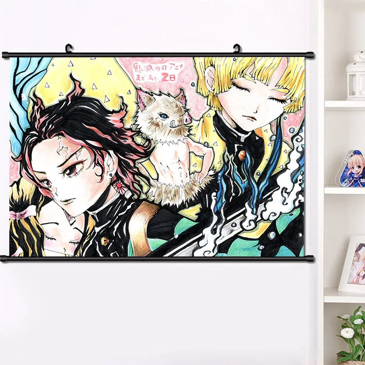 Аниме демон убийца: Kimetsu no Yaiba Agatsuma Zenitsu настенный Свиток Плакат манга настенные подвесные плакаты украшение дома 40*60 см