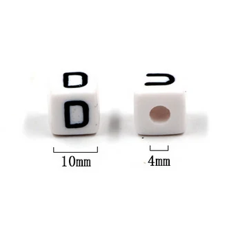 Factory Direct Sell 500PCS/lot Mixed A-Z 10*10MM White with Black Printing Plastic Acrylic Square Cube Alphabet Letter Beads DIY | Украшения