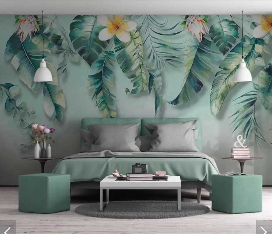 Тропические листья цветок настенная бумага 3d настенные фрески для гостиной