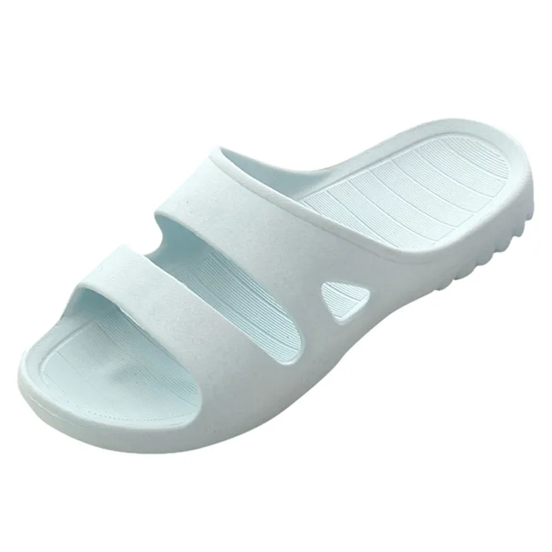 Light blue Женские тапочки на плоской подошве для ванной и душа; Летние сандалии; домашние тапочки; женские повседневные вьетнамки на нескользящей платформе;#40 - Цвет: Light blue