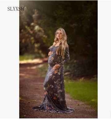 

Atumn Winter Maternity Dresses Floral Maternity Dresses For Photo Shoot Maternity Photography Props Plus Size Dress Long Sleeve