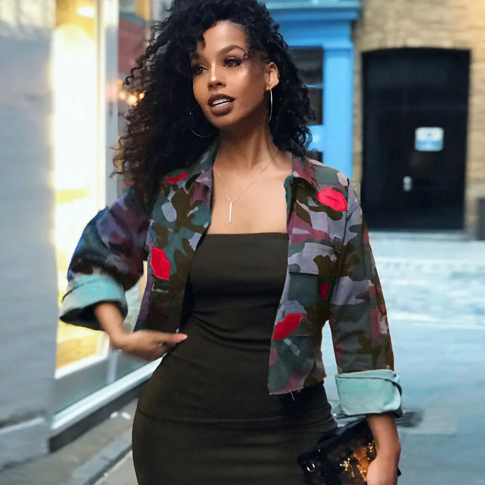 YJSFG домашние женские куртки шорты камуфляжные пальто с губами Стрейчевые